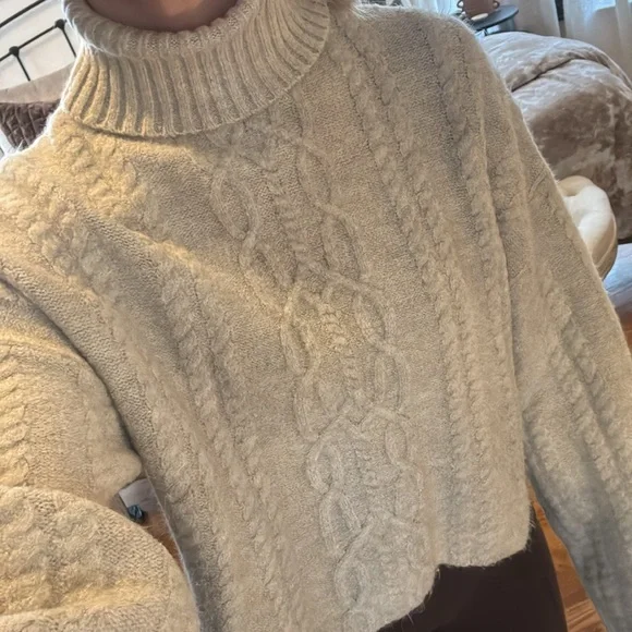 Nordstrom Open Edit XS Beige Turtleneck Sweater - Picture 3 of 5